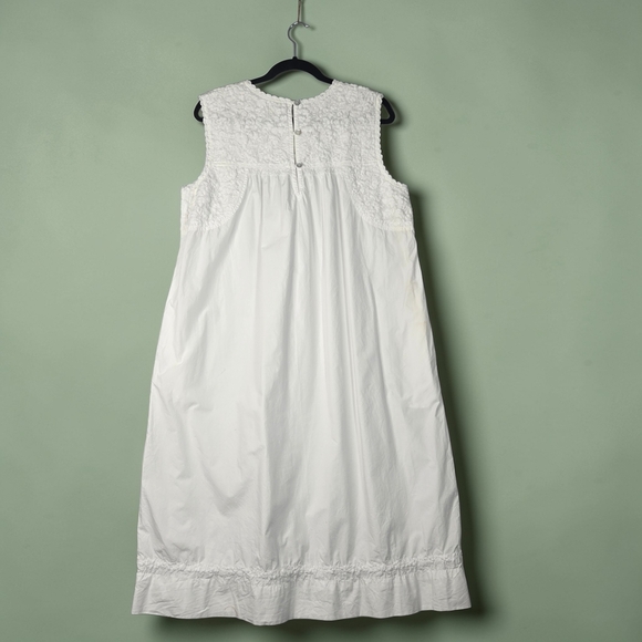 Sister Mary White Dress Size Large 100% Cotton Sleeveless Midi - Picture 3 of 16